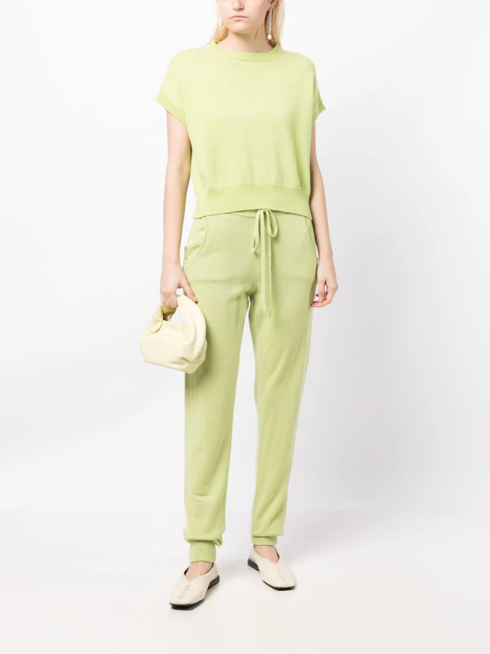 Milano Drawstring Cashmere Joggers - Asparagus