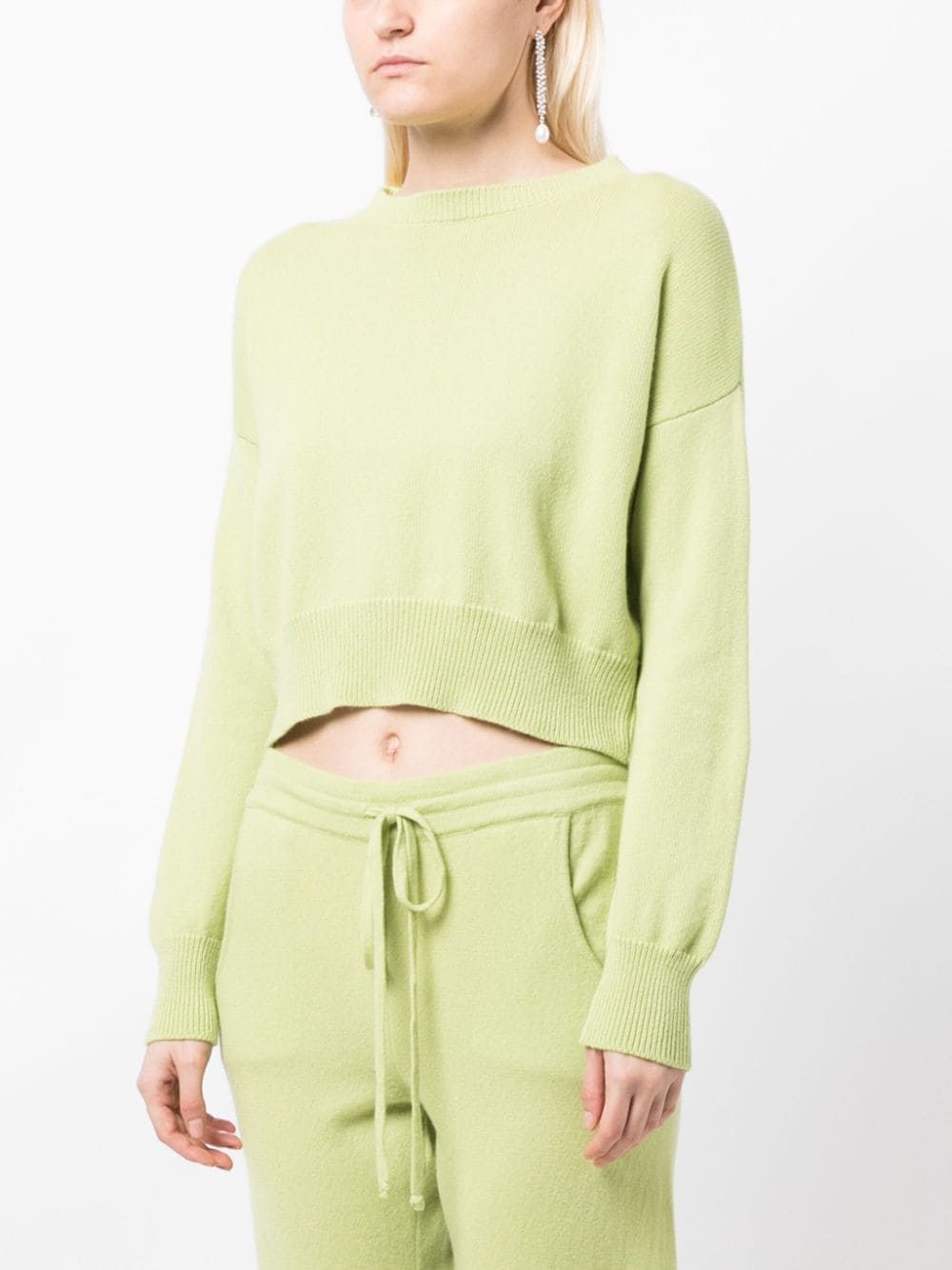 Genova Cropped Cashmere Jumper - Asparagus