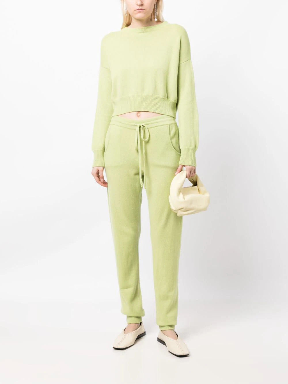 Genova Cropped Cashmere Jumper - Asparagus
