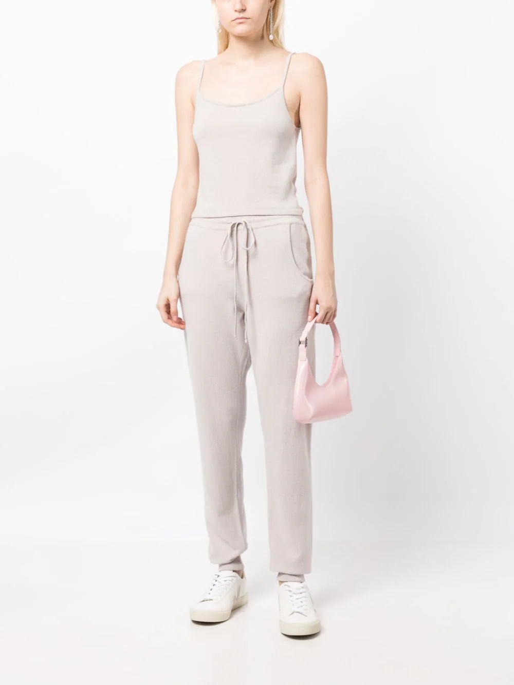 Milano Drawstring Cashmere Joggers - Snow Melt