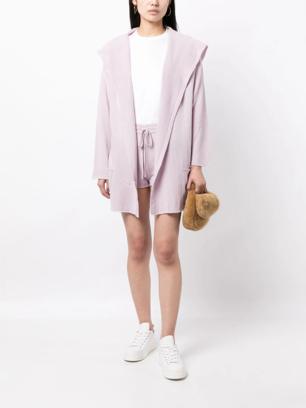 Portofino Drawstring Cashmere Shorts - Silver Iris