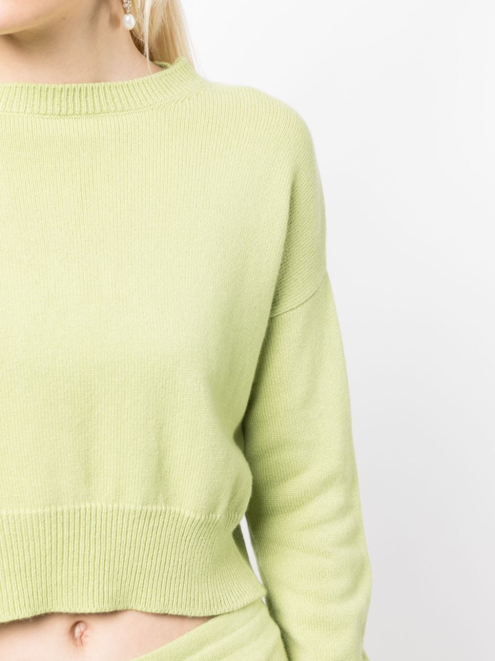 Genova Cropped Cashmere Jumper - Asparagus